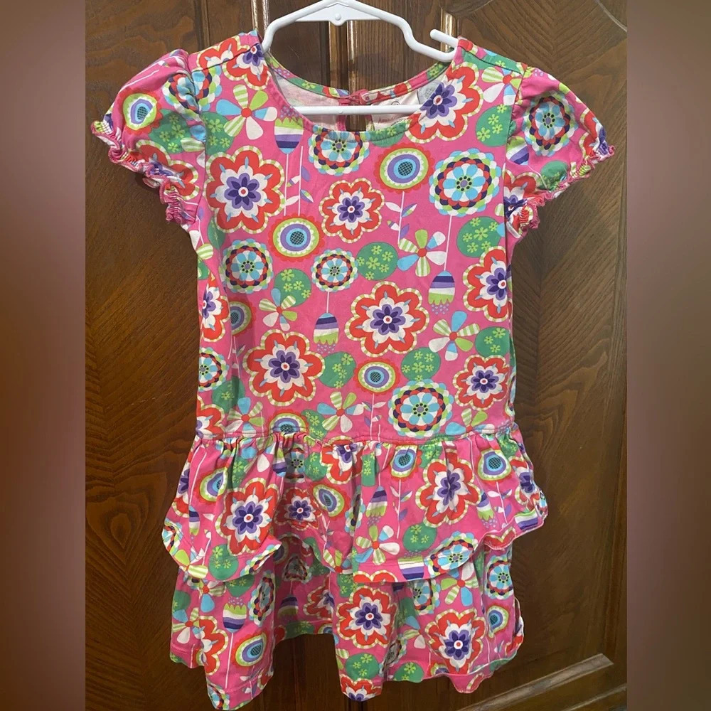Hanna Andersson Pink Floral Tiered Ruffle Dress
